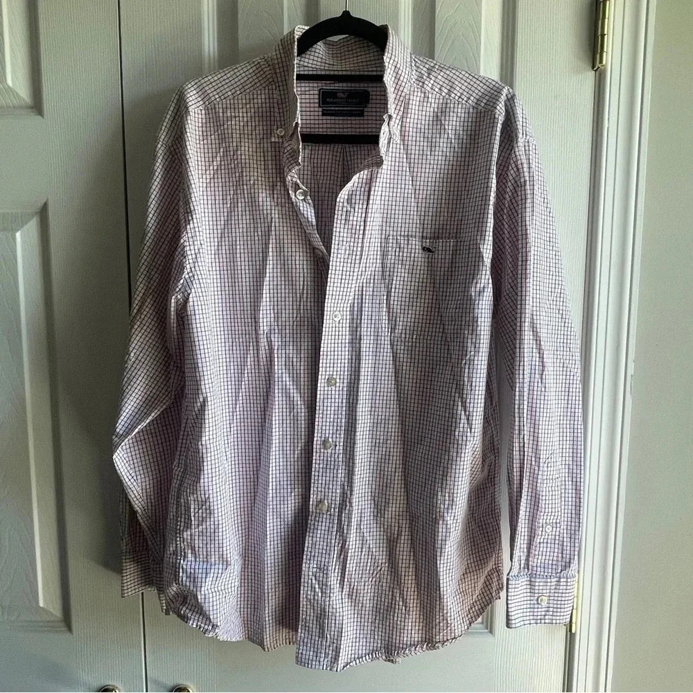 Vineyard Vines Classic Fit 100% Cotton Tucker Shirt Red and Blue Size Large